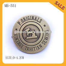 MB551 Пользовательский круглый металлический логотип для сумок / Ladies Handbag Logo Metal Plate / 3D Metal